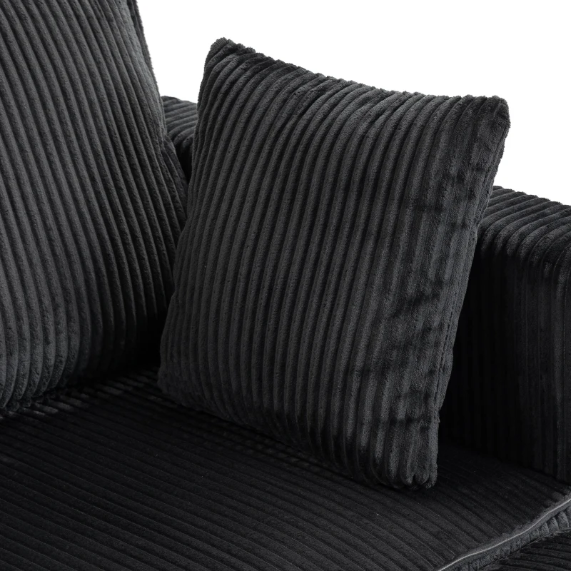 HOMCOM Modular Sofa, U-Shaped Corduroy Couch with Dual Storage Ottoman, Under-Seat Storage, 4 Pillows, Dark Grey
