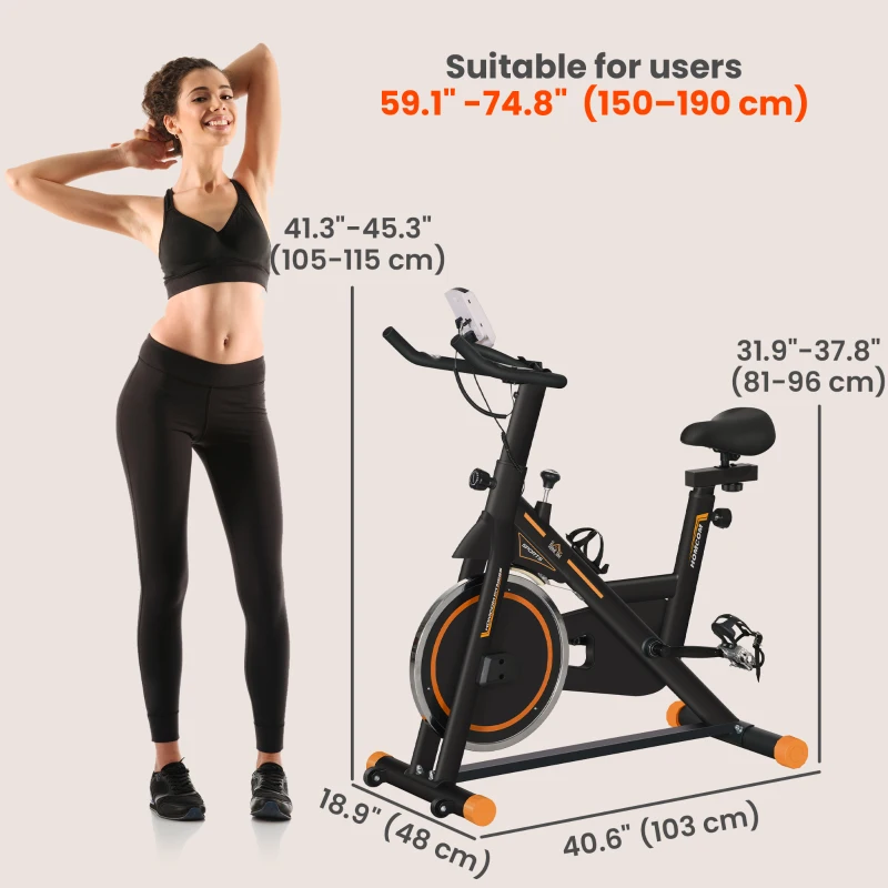 Soozier Upright Stationary Exercise Bike, Cardio Workout Training Bicycle w/ Adjustable Resistance LCD Monitor, Orange