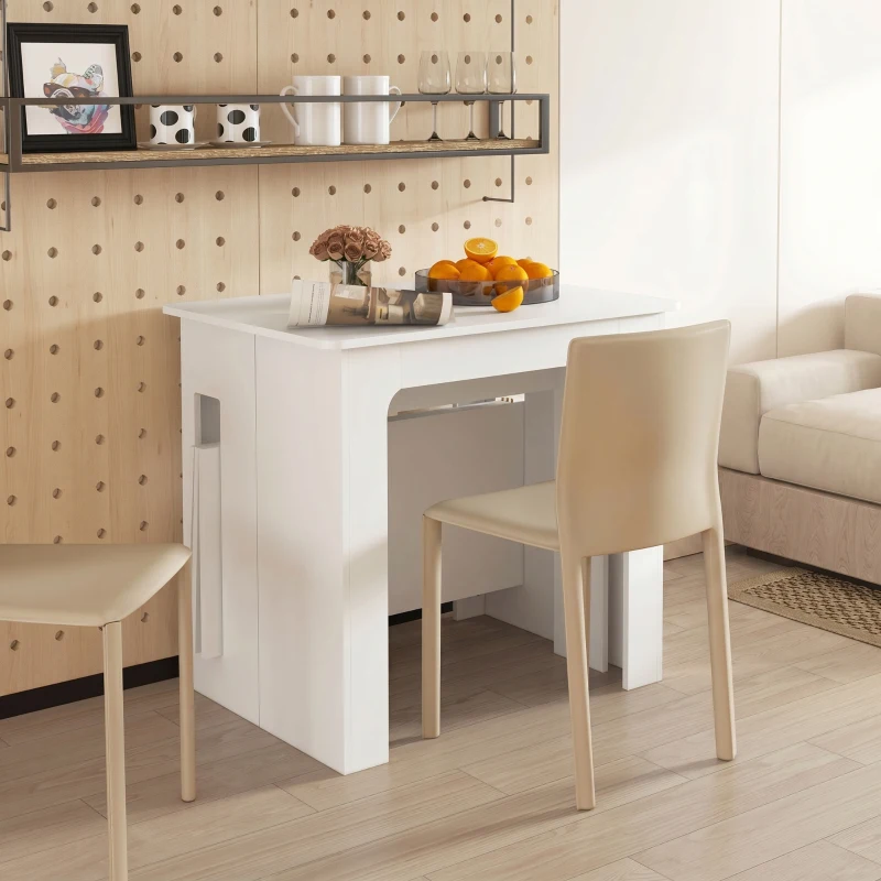HOMCOM 23.6"-70.9" Extendable Dining Table for 6-8 People, Space-Saving Rectangular Kitchen Table for Small Spaces, Dining Room, Kitchen, Living Room, White