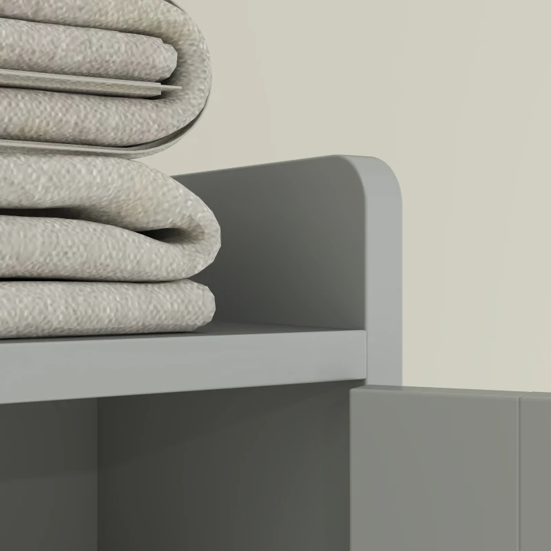 HOMCOM Modern Over the Toilet Storage Cabinet with 2 Doors, Above Commode Storage Cabinet with Toilet Paper Holder, Grey