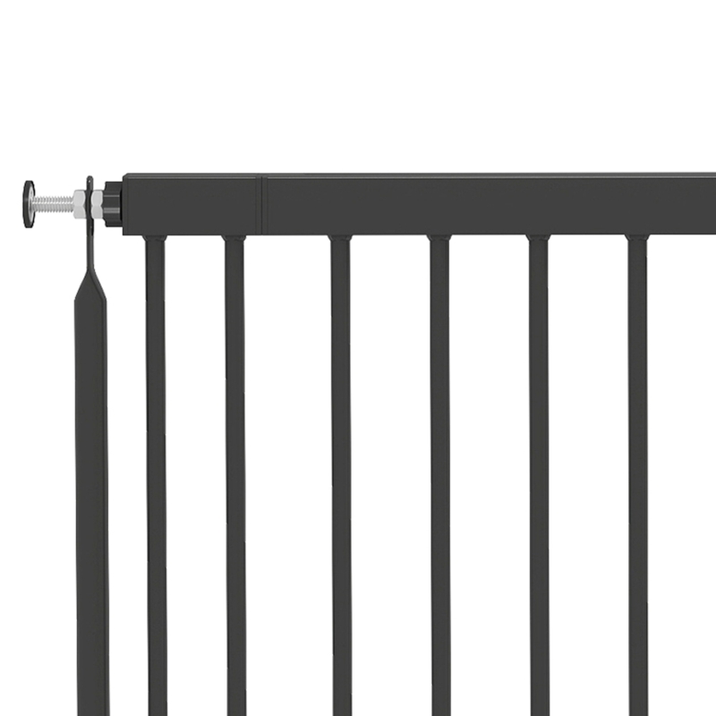PawHut 26"-37" Dog Gate, Adjustable Pet Gate, Fits 18" Tall with 2 Extension, Pressure Mount Kit for Stairs and Doorways, Black