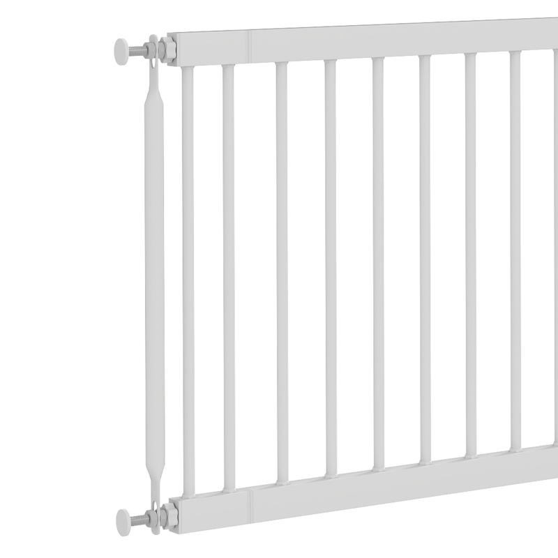 PawHut 26"-37" Dog Gate, Adjustable Pet Gate, Fits 18" Tall with 2 Extension, Pressure Mount Kit for Stairs and Doorways, White