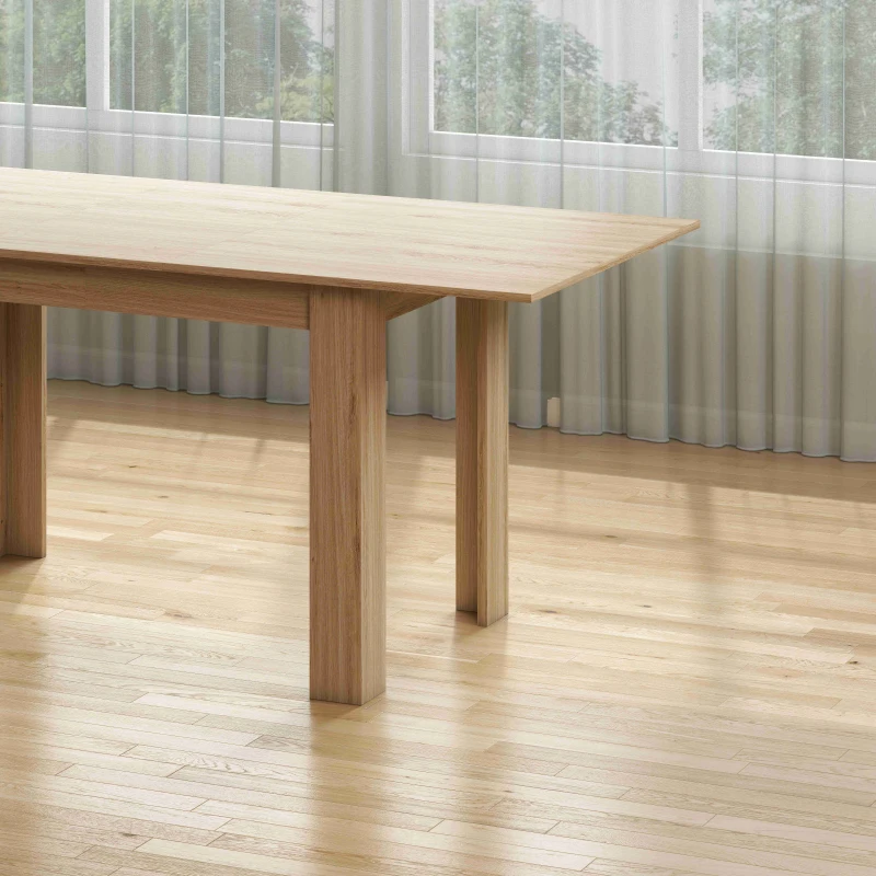 HOMCOM Modern Extendable Dining Table, 55.1 x 31.5 in, for 6-8 People, Expandable Dining Table for Kitchen, Natural Wood