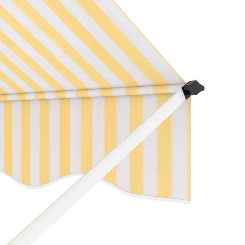 Outsunny 10x5ft Manual Retractable Awning, Patio Sun Shade Canopy Shelter with 5.6-9.2ft Support Pole, Water Resistant UV Protector, for Window, Door, Porch, Deck, Yellow
