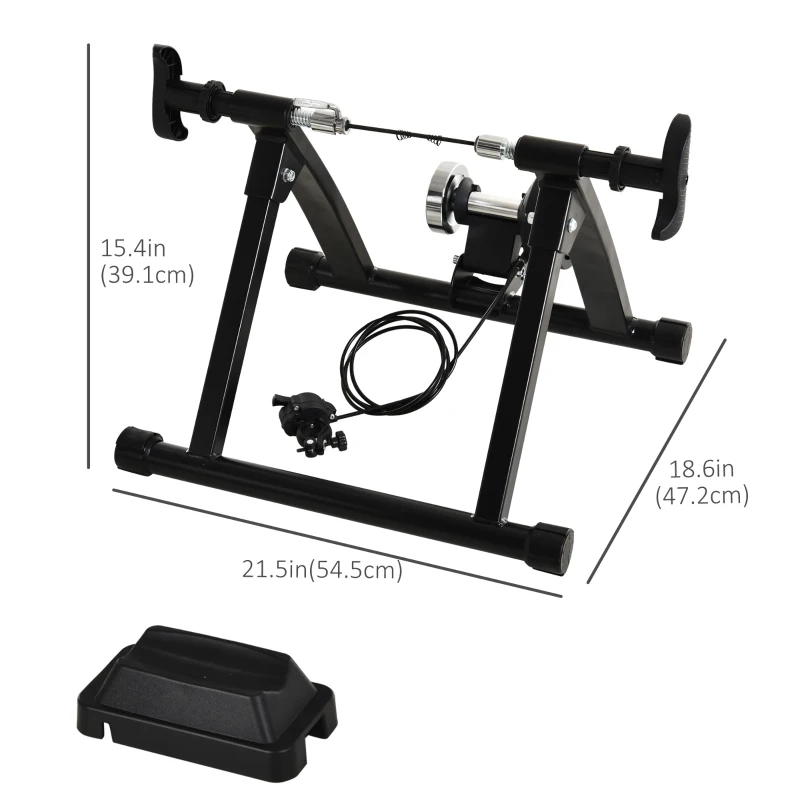 Soozier Indoor Bike Trainer Magnetic Bicycle Stand with Quick Release Skewer, 5 Levels Resistance, Black