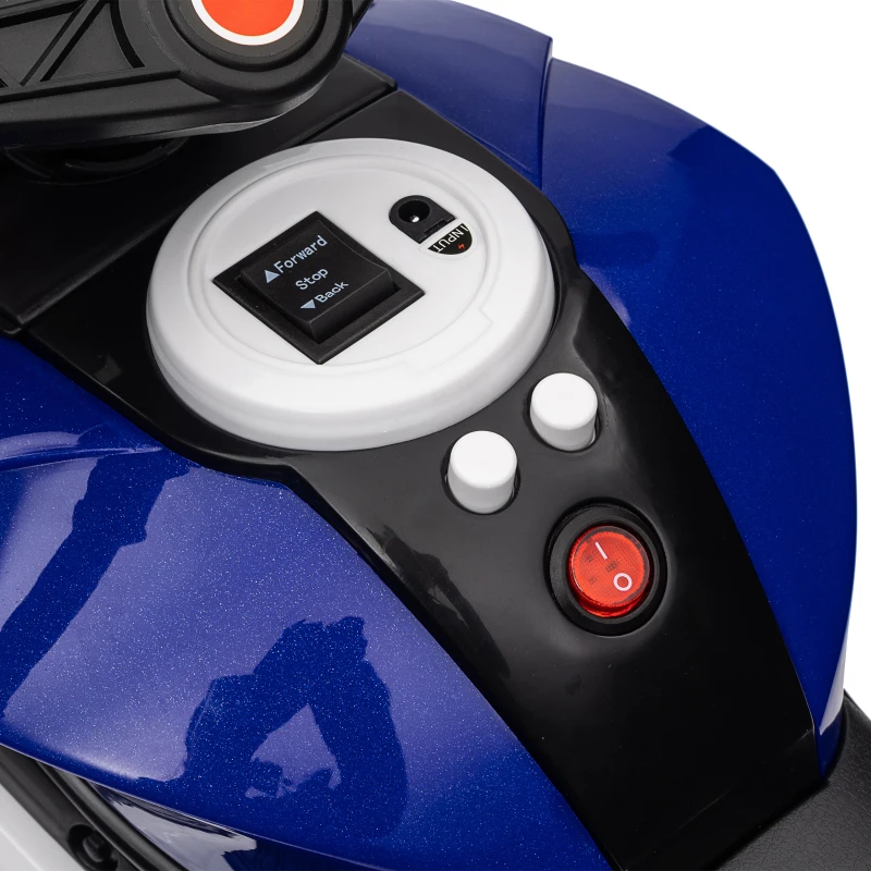 Qaba Kids Electric Motorcycle Ride-On Toy with 3 Wheels, Music, Horn, Lights, Blue