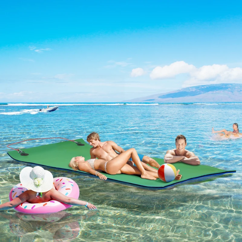 Soozier 9' x 6' Lily Pad Water Mat for 2 Adults, Floating Water Pad for Lake, Pool, Ocean, Beach, and Boating, Green