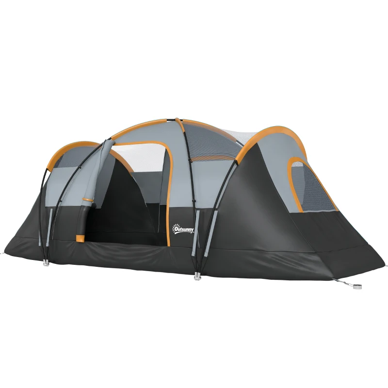 Outsunny 5 Person Family Tent, Outdoor Camping Tent with Lighting Hook, Carrying Bag for Camping, Hiking and Travelling, Black