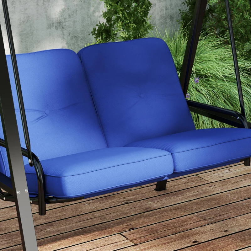 Outsunny 2-Seater Outdoor Porch Swing with Adjustable Canopy, Patio Swing Chair for Garden, Poolside, Backyard, Dark Blue