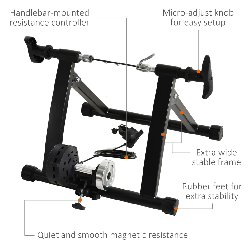 Soozier Indoor Bike Trainer Magnetic Bicycle Stand with Quick Release Skewer, 5 Levels Resistance, Black