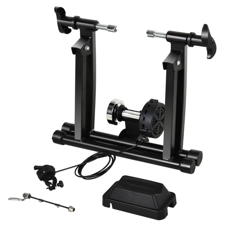 Soozier Indoor Bike Trainer Magnetic Bicycle Stand with Quick Release Skewer, 5 Levels Resistance, Black
