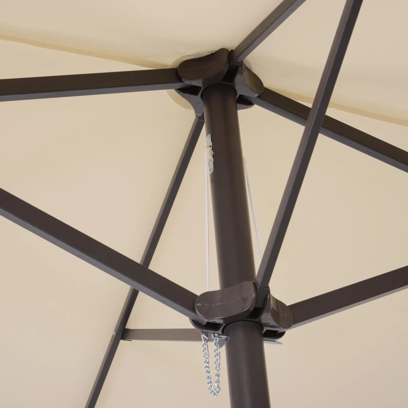 Outsunny 15' Outdoor Patio Umbrella with Twin Canopy Sunshade Steel Table Umbrella with Lift Crank Beige