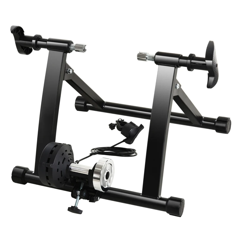 Soozier Indoor Bike Trainer Magnetic Bicycle Stand with Quick Release Skewer, 5 Levels Resistance, Black