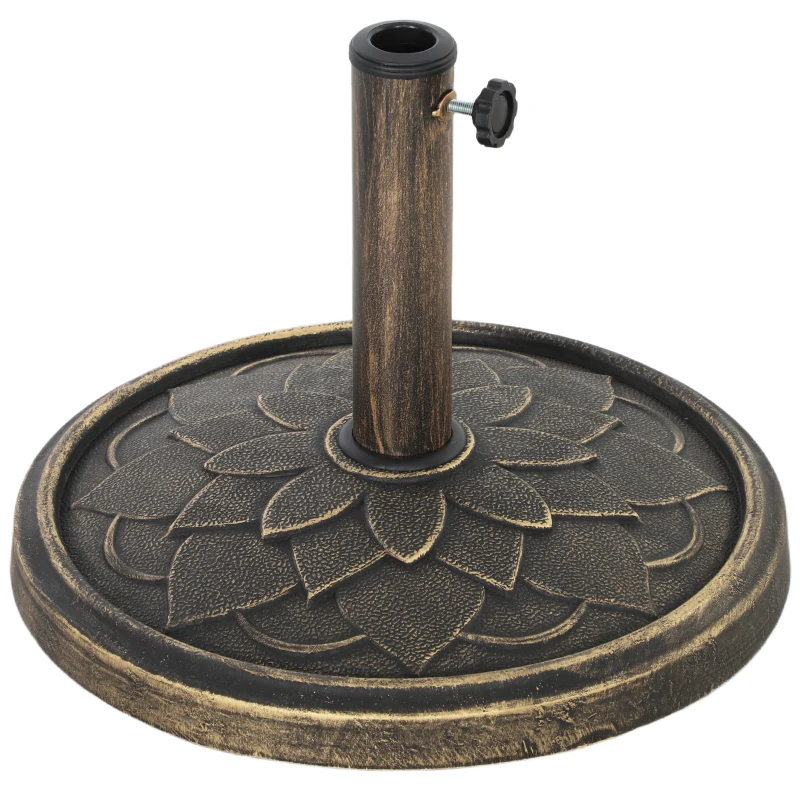 Outsunny Round Patio Umbrella Base, 26 lbs Resin Umbrella Stand Base, Heavy Duty Patio Umbrella Holder, Bronze