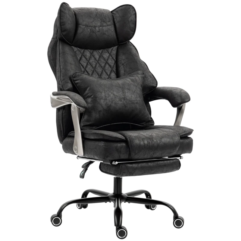 HOMCOM Executive Office Chair, Leathaire Big and Tall Office Chair 400 lbs with Wide Seat, Reclining, Lumbar Support, Black