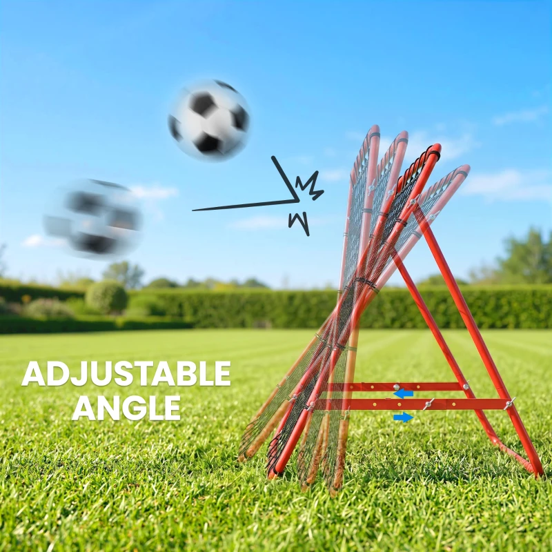 HOMCOM Volleyball Rebounder Net Football Training Aid Kickback Target Play Red