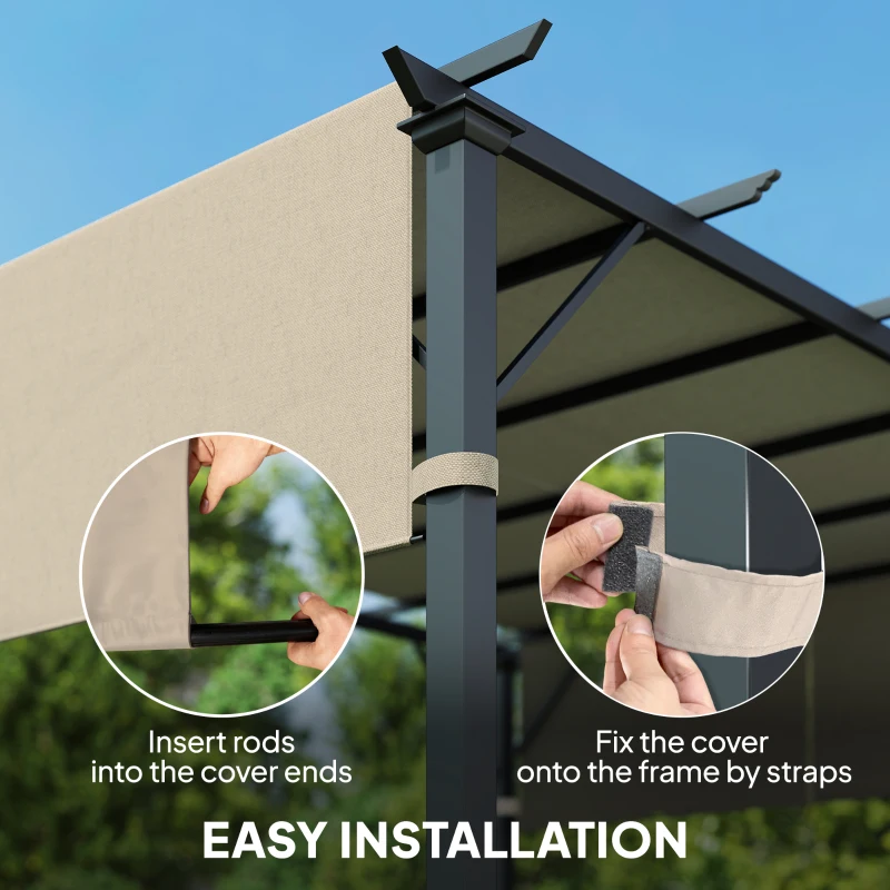 Outsunny 2 Pcs UV Protection Pergola Replacement Canopy, Pergola Shade Cover, Easy to Install, for 10' x 11.8' Pergola, Khaki