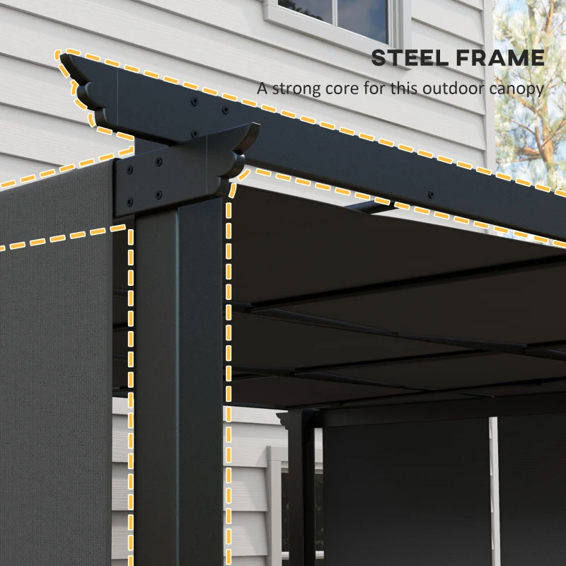 Outsunny 10' x 12' Metal Pergola, Outdoor Pergola with Retractable Canopy, for Garden, Patio, Backyard, Deck