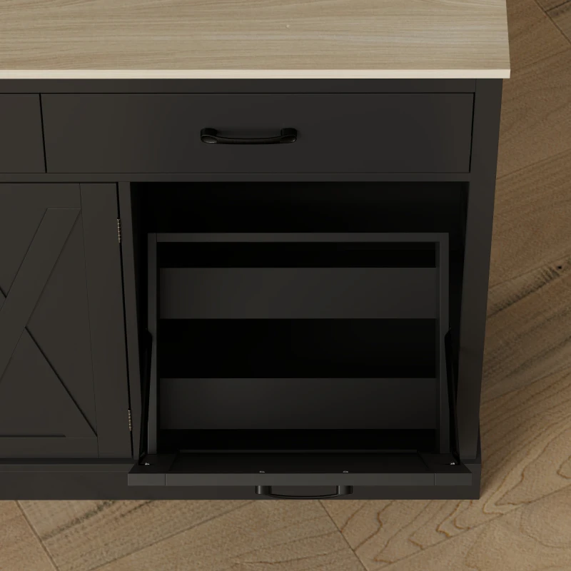 HOMCOM Kitchen Pantry Cabinet, 64" Tall Kitchen Hutch with 3 Cabinets, 2 Drawers, Adjustable Shelves, Microwave Stand, Black