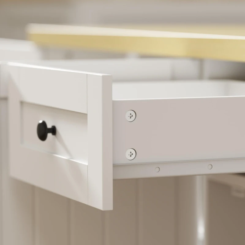 HOMCOM Kitchen Island Cart, Rolling Kitchen Island Table with Drop Leaf, Drawer, Spice and Towel Rack, White