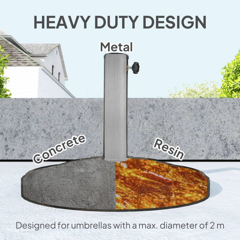 Outsunny Round Patio Umbrella Base, 26 lbs Resin Umbrella Stand Base, Heavy Duty Patio Umbrella Holder, Bronze