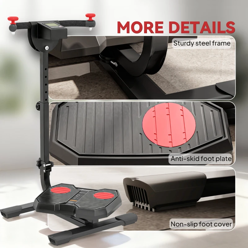 Soozier Foldable Ab Twister Board for Waist Trimming with LCD Display, Ab Workout Equipment for Women and Men, Red