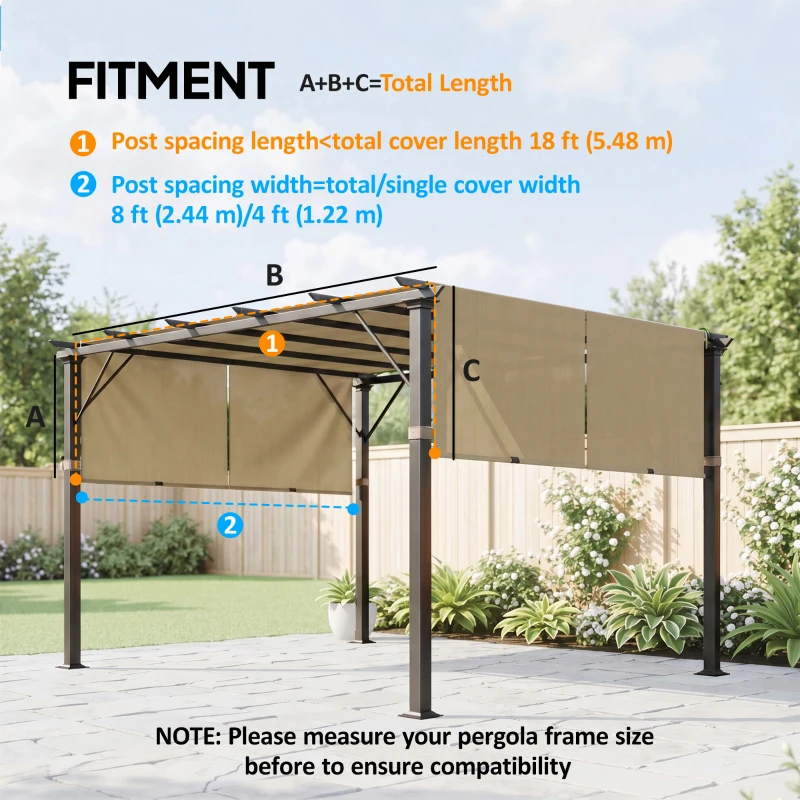 Outsunny 2 Pcs UV Protection Pergola Replacement Canopy, Pergola Shade Cover, Easy to Install, for 10' x 10' Pergola, Sand