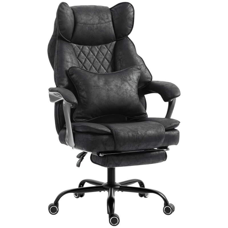 HOMCOM Executive Office Chair, Leathaire Big and Tall Office Chair 400 lbs with Wide Seat, Reclining, Lumbar Support, Black