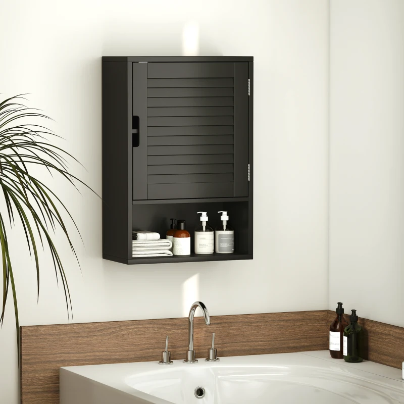 HOMCOM Bathroom Cabinet, Wall Mounted Storage Cabinet with Adjustable Shelves, 40 x 20 x 60 cm, Black