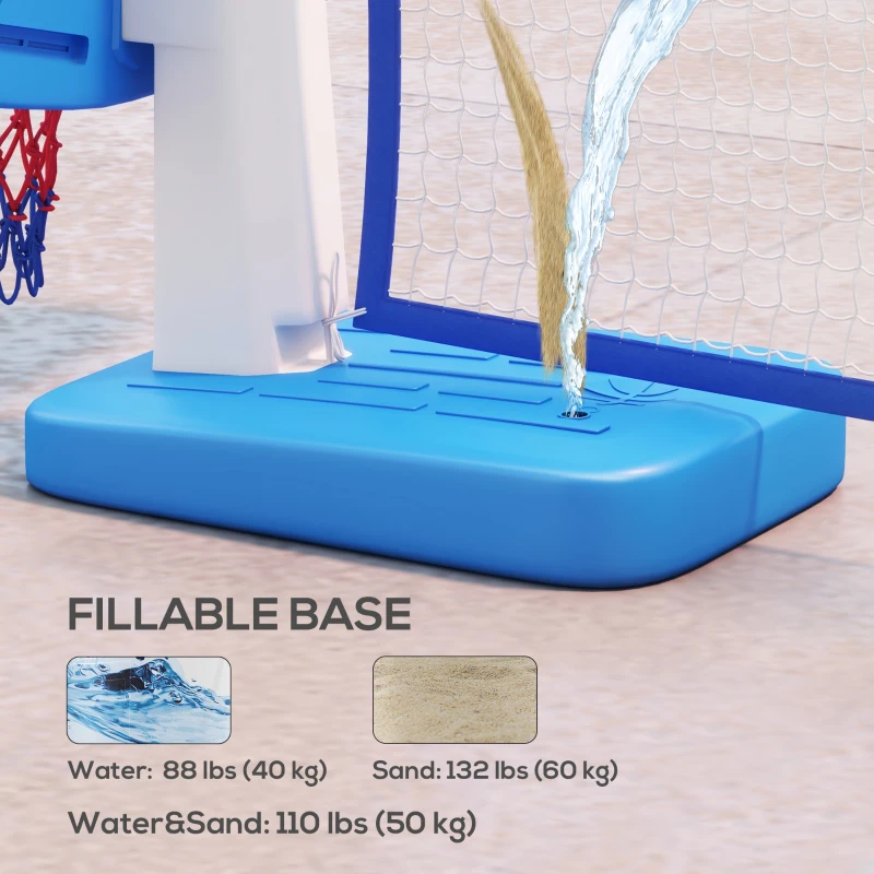 Soozier 2-in-1 Pool Basketball Hoop Poolside & Volleyball Set, Portable Basketball Hoop with Fillable Base