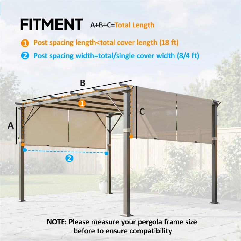 Outsunny 2 Pcs Pergola Replacement Canopy, UV Protection Pergola Shade Cover, Easy to Install, for 10 x 12ft Pergola, Khaki