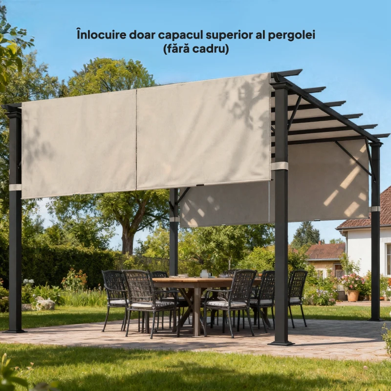 Outsunny 2 Pcs Pergola Replacement Canopy, UV Protection Pergola Shade Cover, Easy to Install, for 10 x 12ft Pergola, Khaki