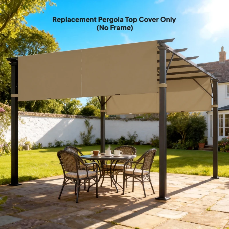 Outsunny 2 Pcs UV Protection Pergola Replacement Canopy, Pergola Shade Cover, Easy to Install, for 10' x 10' Pergola, Sand
