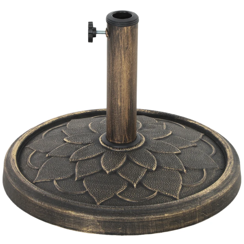 Outsunny Round Patio Umbrella Base, 26 lbs Resin Umbrella Stand Base, Heavy Duty Patio Umbrella Holder, Bronze