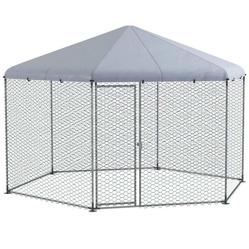 PawHut Chicken Coop with Cover for Outdoor Backyard, Chicken Run for 10-15 Chickens, Rabbits, Ducks, 13.1' x 11.4'