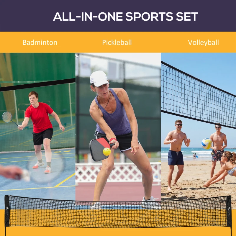 Soozier All-in-1 Badminton Set, Height Adjustable for Pickleball, Volleyball, Badminton, Backyard, Beach, Driveway Game