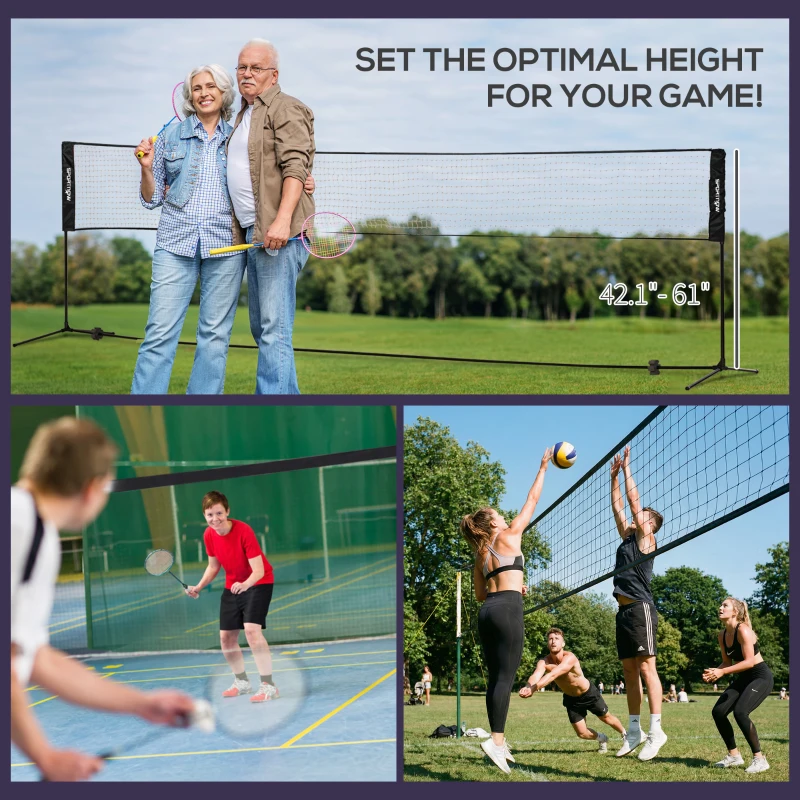 Soozier All-in-1 Badminton Set, Height Adjustable for Pickleball, Volleyball, Badminton, Backyard, Beach, Driveway Game
