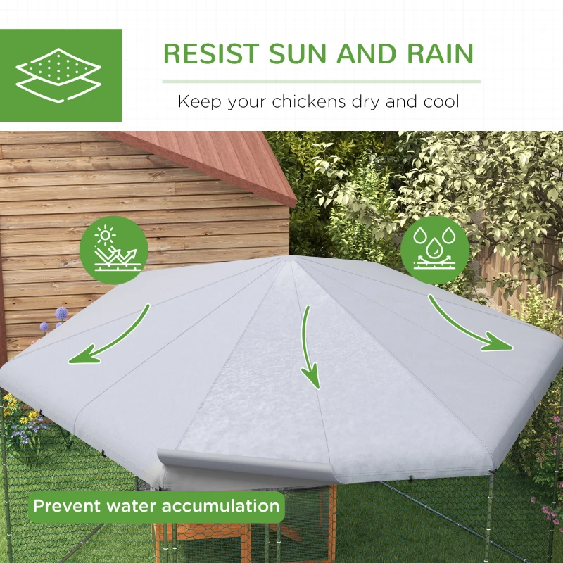 PawHut Chicken Coop with Cover for Outdoor Backyard, Chicken Run for 10-15 Chickens, Rabbits, Ducks, 13.1' x 11.4'