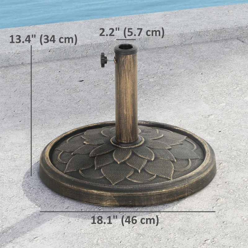 Outsunny Round Patio Umbrella Base, 26 lbs Resin Umbrella Stand Base, Heavy Duty Patio Umbrella Holder, Bronze