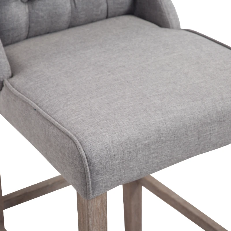 HOMCOM Set of 2 40Inch Button Tufted Bar stools High Counter Dining Height Chairs Grey
