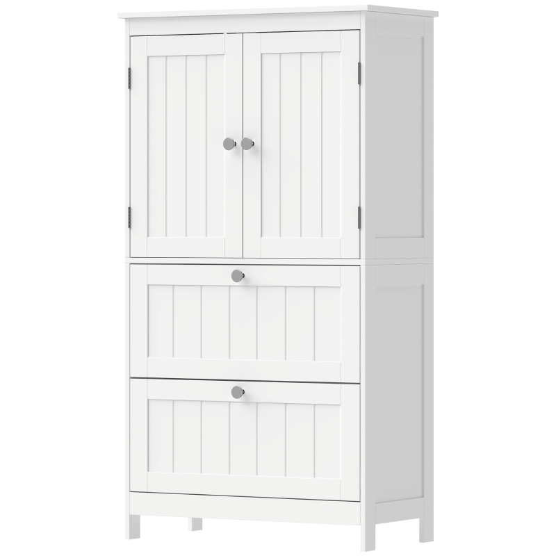 HOMCOM Bathroom Storage Cabinet, Narrow Bathroom Cabinet with  2 Drawers, Adjustable Shelf for Living Room, Entryway, White