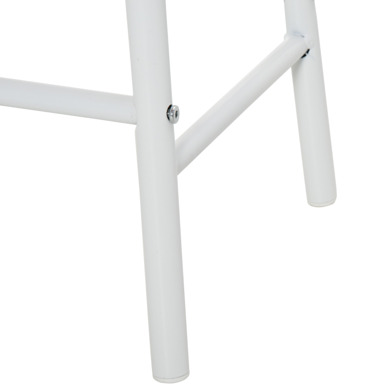 HOMCOM 3 Piece Counter Height Bar Table Set with 1 Table, 2 Matching Stools, Dining Table Set with Storage Shelf and Metal Frame Footrest, White and Oak