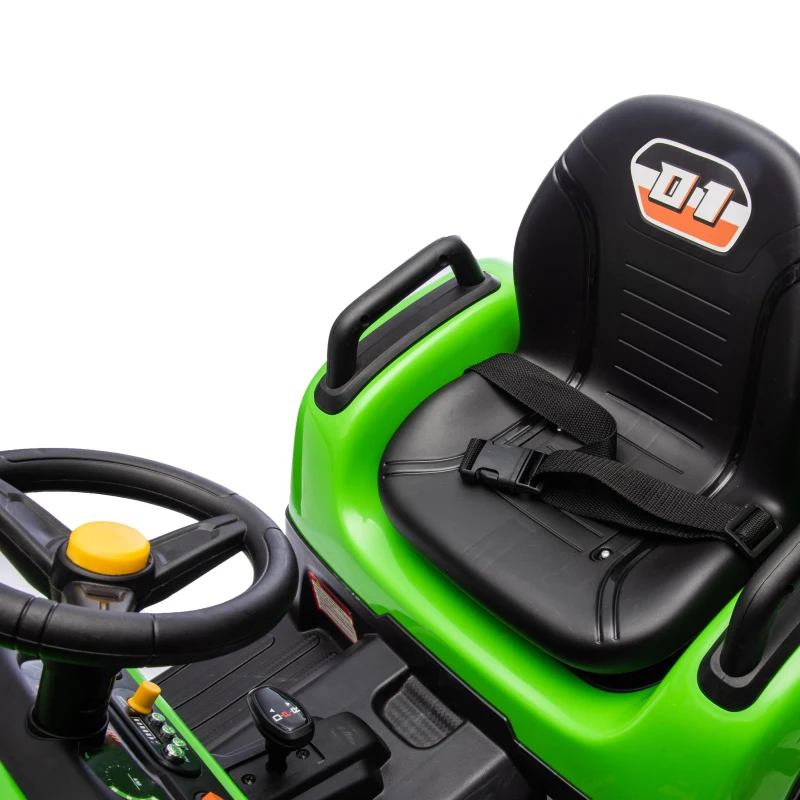Qaba 12V Kids Ride On Tractor with Trailor, Remote Control, Music, Lights, Shifter, for Kids Ages 3-8 Years, Green