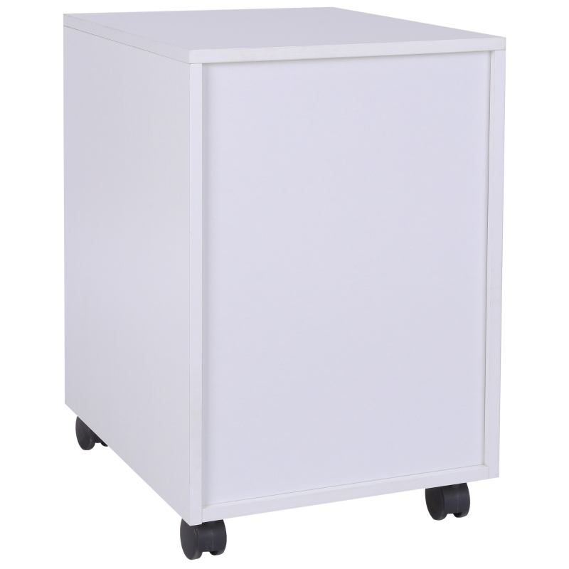HOMCOM 3 Drawer File Cabinet, Mobile Vertical Filing Cabinet with Wheels, Printer Stand with Storage for Home Office, Oak