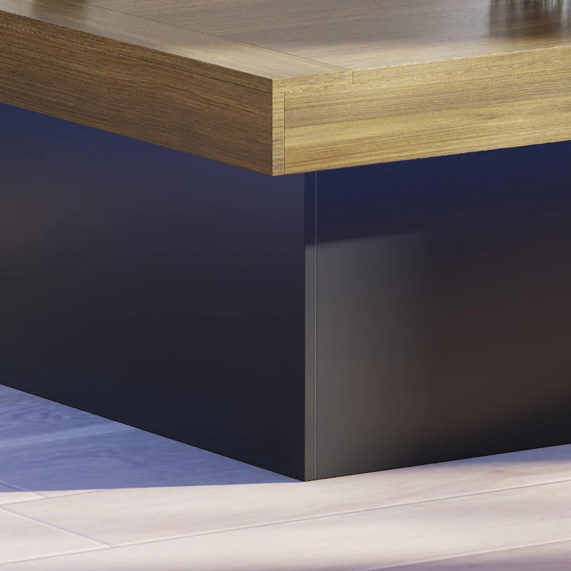 HOMCOM Square Coffee Table with 16-Colour LED Lights, 35-inch Modern Center Table for Living Room, Walnut