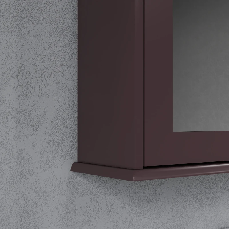 kleankin Bathroom Mirror Cabinet, Wall Mounted Medicine Cabinet with Door and Shelves, Dark Brown