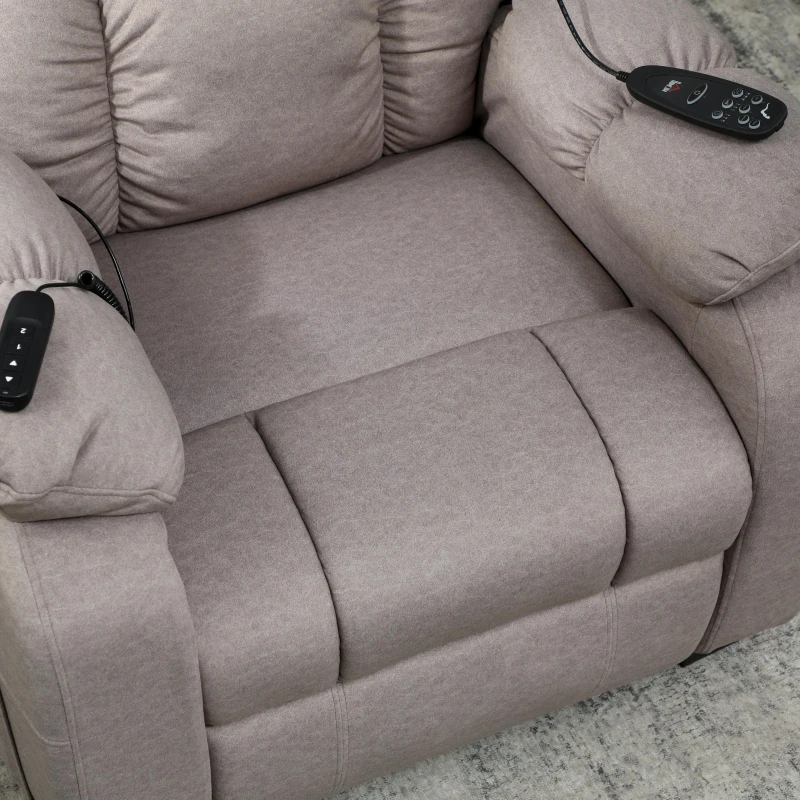HOMCOM Massage Recliner Chair with Quiet Brushless Motor Pet-Friendly Fabric Power Recliner with 2 Memory Positions Brown