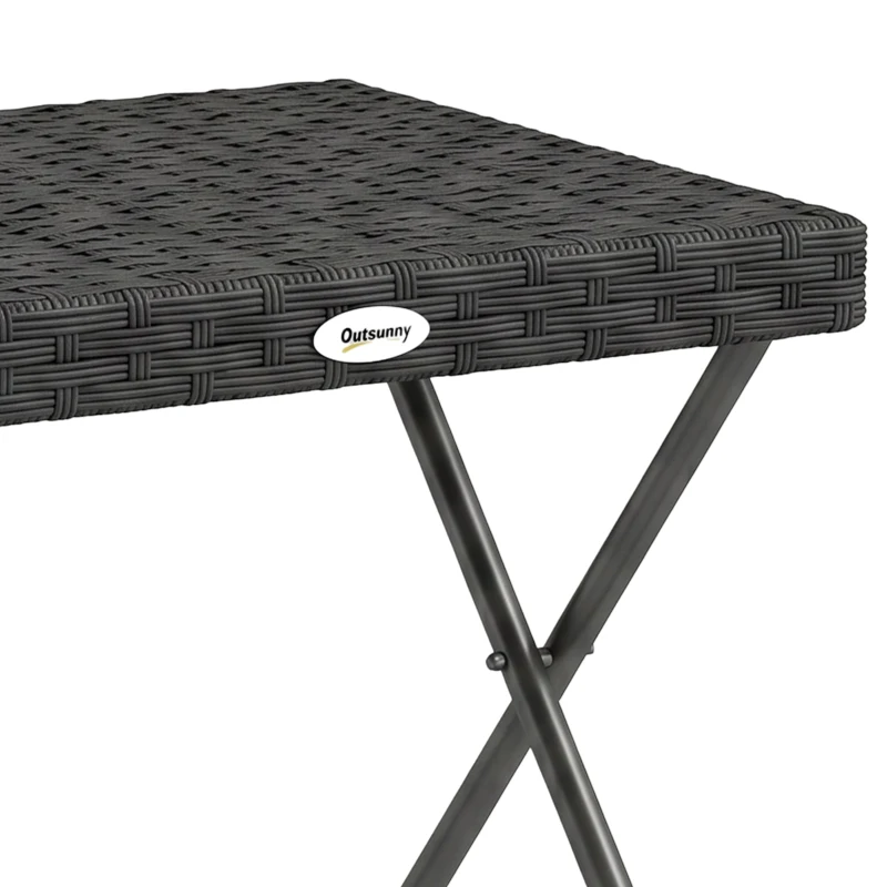 Outsunny Patio Wicker Coffee Table, Outdoor PE Rattan Garden Folding Side Table, 15.75"x15.75"x15.75", Black