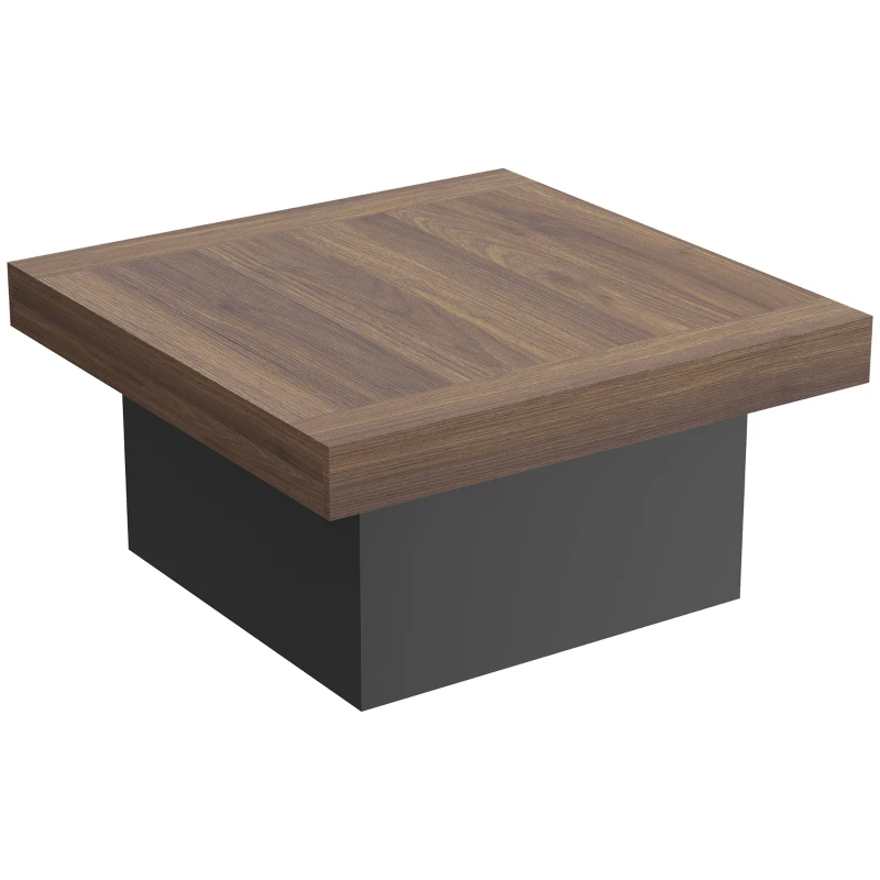 HOMCOM Square Coffee Table with 16-Colour LED Lights, 35-inch Modern Center Table for Living Room, Walnut