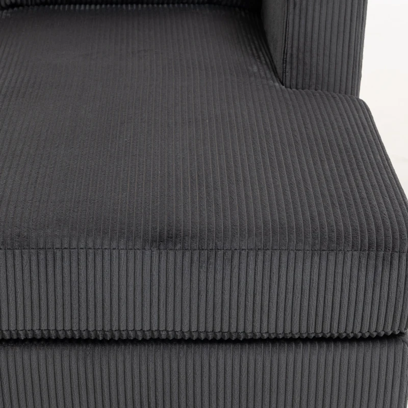 HOMCOM Modular Sectional Sofa, Oversized U-Shaped Couch with Spring Cushion, Corduroy Sofa for Living Room, Charcoal Grey